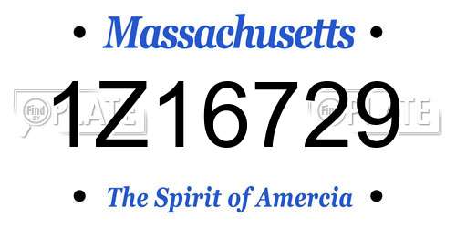 1Z16729 Massachusetts License Plate