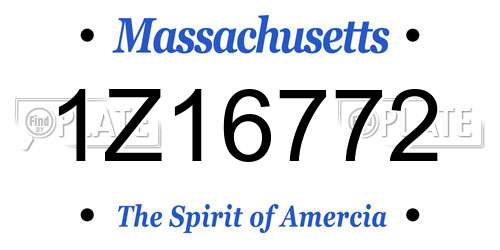 1Z16772 Massachusetts License Plate
