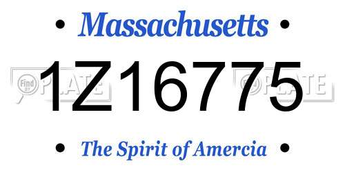 1Z16775 Massachusetts License Plate