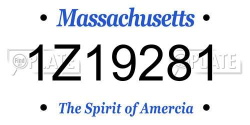 1Z19281 Massachusetts License Plate