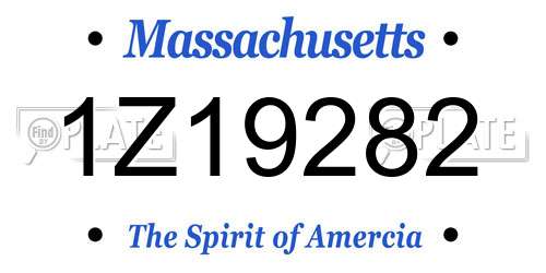 1Z19282 Massachusetts License Plate
