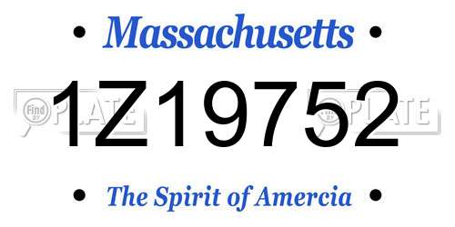 1Z19752 Massachusetts License Plate