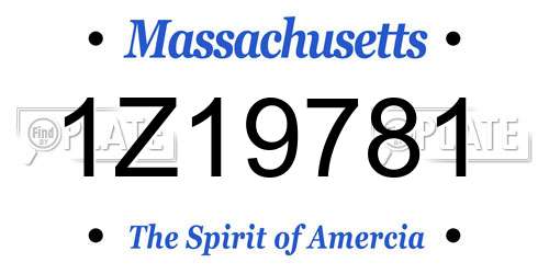 1Z19781 Massachusetts License Plate