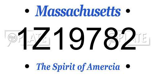 1Z19782 Massachusetts License Plate