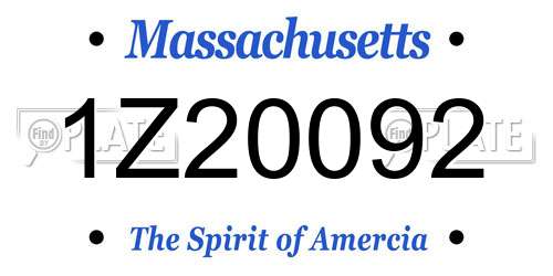 1Z20092 Massachusetts License Plate
