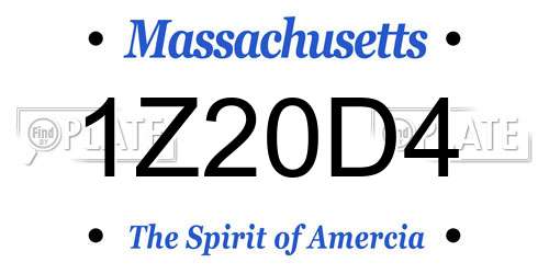 1Z20D4 Massachusetts License Plate