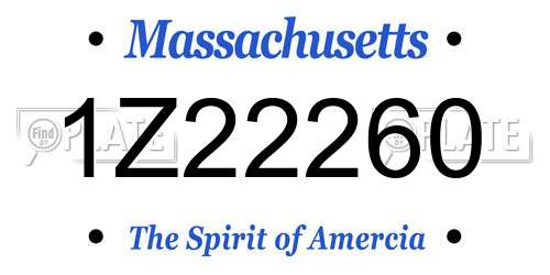 1Z22260 Massachusetts License Plate