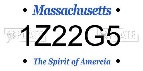 1Z22G5 Massachusetts License Plate