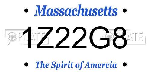 1Z22G8 Massachusetts License Plate