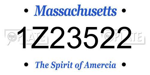 1Z23522 Massachusetts License Plate