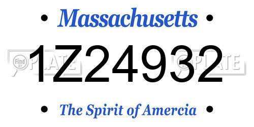 1Z24932 Massachusetts License Plate
