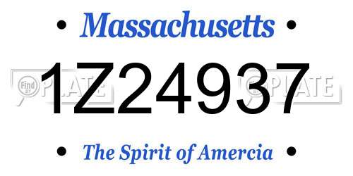 1Z24937 Massachusetts License Plate