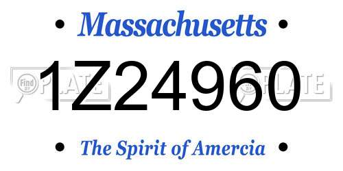 1Z24960 Massachusetts License Plate