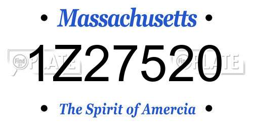 1Z27520 Massachusetts License Plate