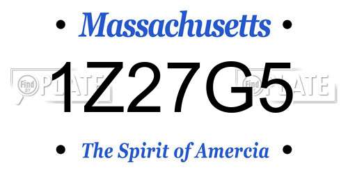 1Z27G5 Massachusetts License Plate