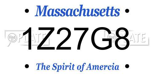 1Z27G8 Massachusetts License Plate