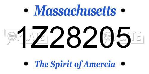 1Z28205 Massachusetts License Plate