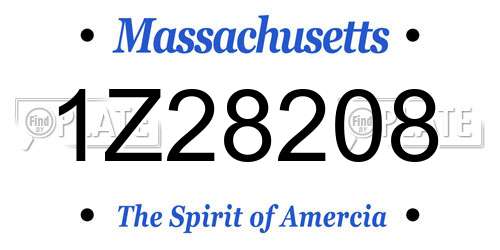 1Z28208 Massachusetts License Plate