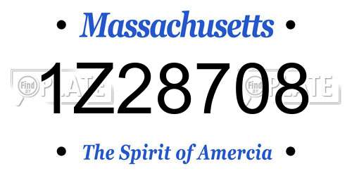 1Z28708 Massachusetts License Plate