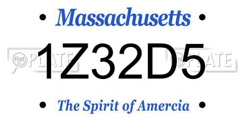 1Z32D5 Massachusetts License Plate
