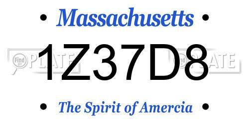 1Z37D8 Massachusetts License Plate