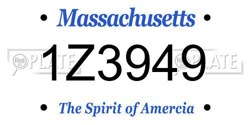 1Z3949 Massachusetts License Plate