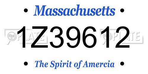 1Z39612 Massachusetts License Plate
