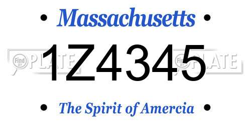 1Z4345 Massachusetts License Plate