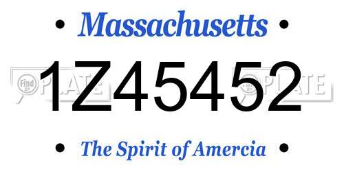 1Z45452 Massachusetts License Plate