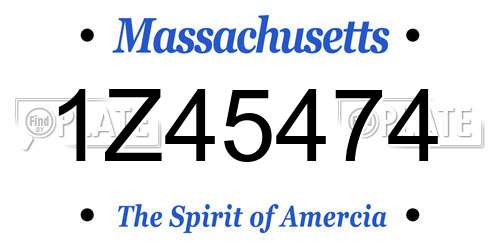 1Z45474 Massachusetts License Plate