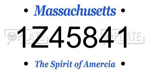 1Z45841 Massachusetts License Plate