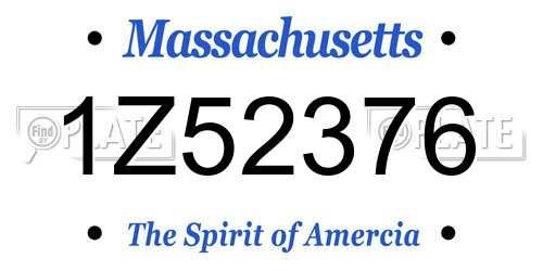 1Z52376 Massachusetts License Plate