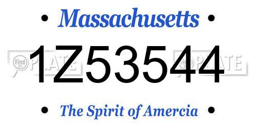 1Z53544 Massachusetts License Plate