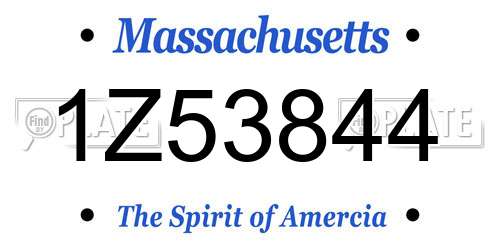 1Z53844 Massachusetts License Plate