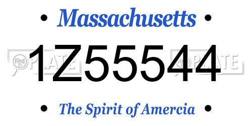 1Z55544 Massachusetts License Plate