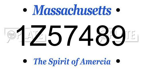 1Z57489 Massachusetts License Plate