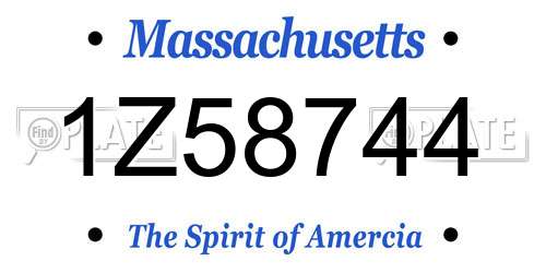 1Z58744 Massachusetts License Plate
