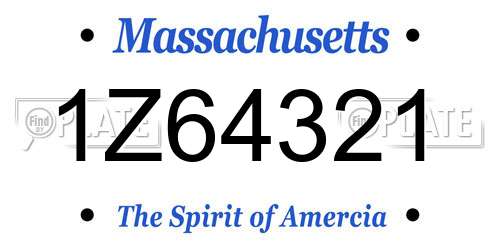 1Z64321 Massachusetts License Plate