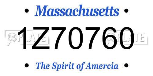 1Z70760 Massachusetts License Plate