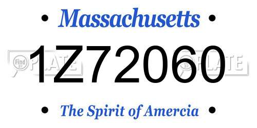 1Z72060 Massachusetts License Plate