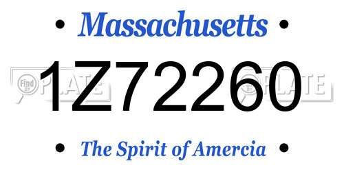 1Z72260 Massachusetts License Plate