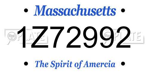 1Z72992 Massachusetts License Plate