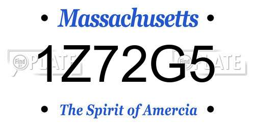 1Z72G5 Massachusetts License Plate