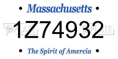 1Z74932 Massachusetts License Plate