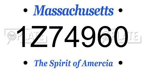 1Z74960 Massachusetts License Plate