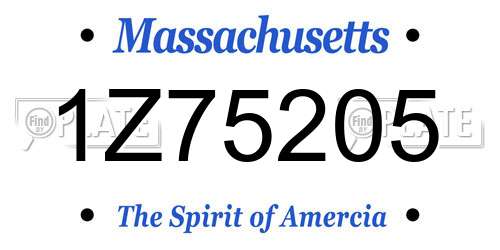 1Z75205 Massachusetts License Plate