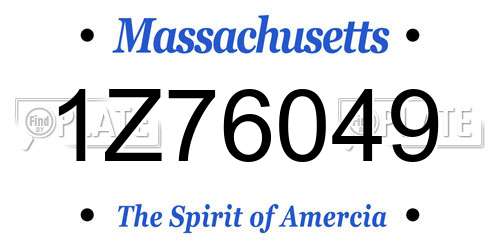 1Z76049 Massachusetts License Plate