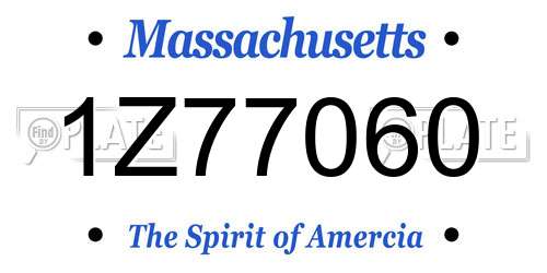 1Z77060 Massachusetts License Plate