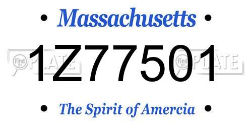 1Z77501 Massachusetts License Plate