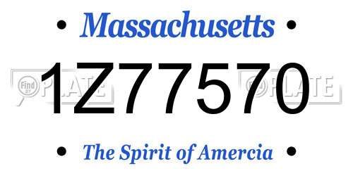 1Z77570 Massachusetts License Plate